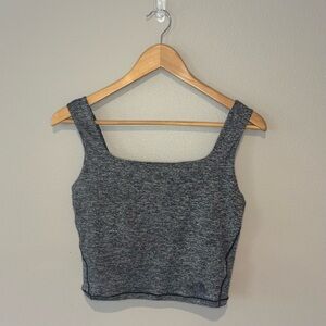 THE NORTH FACE Black & Grey Athletic Cropped Tank Top Sports Bra Like New Medium